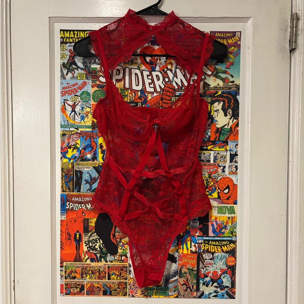 SOLD Killstar Scarlet Dark Desire Lace Bodysuit - Medium